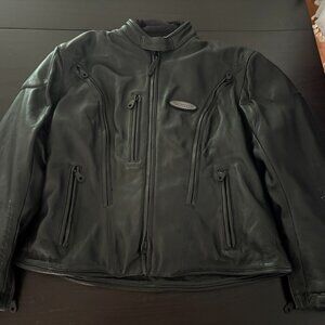 Womens Harley Davidson FXRG Cafe Racer Black Leather Jacket With Liner XL